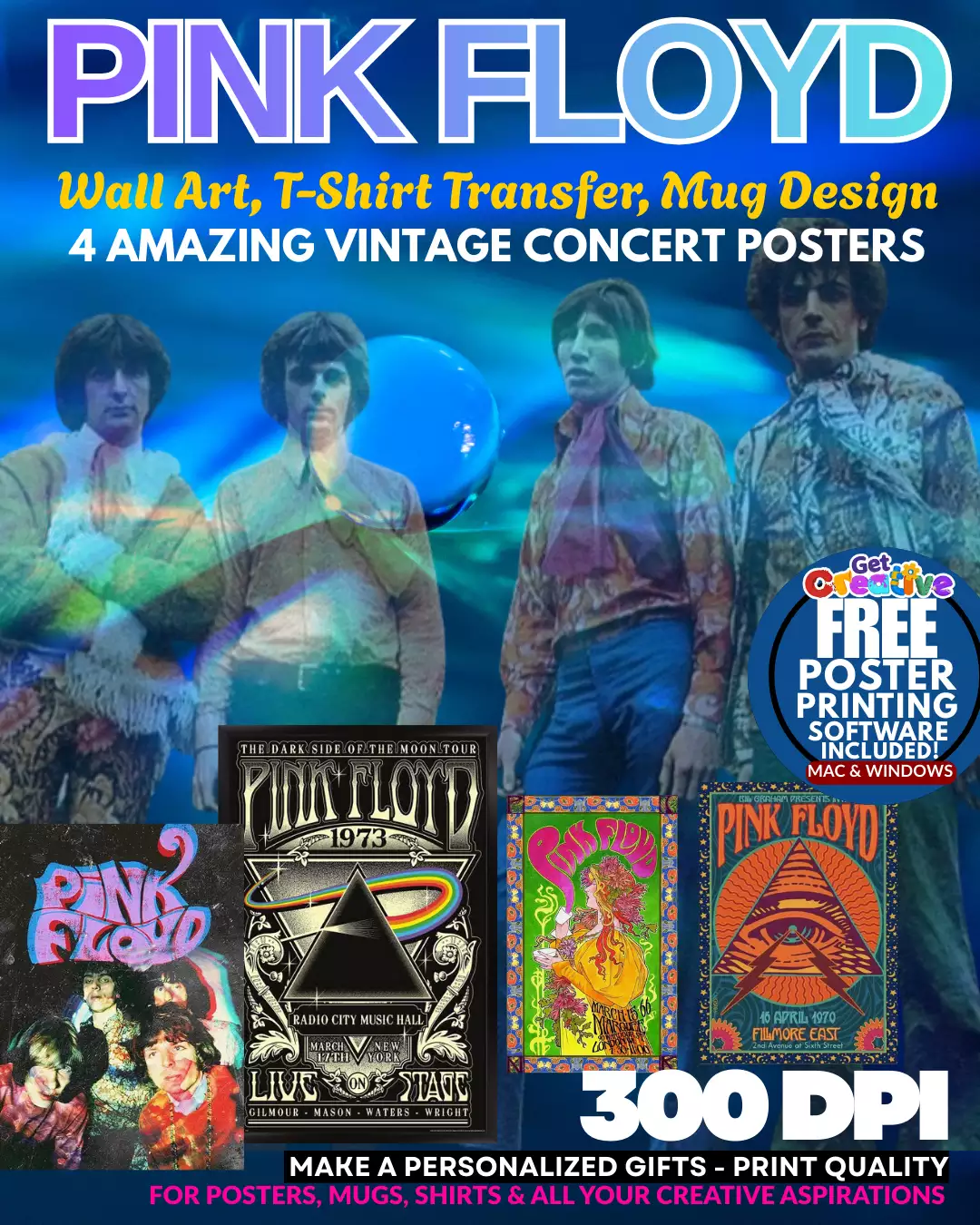 Pink Floyd - 4 Amazing Vintage Concert Posters