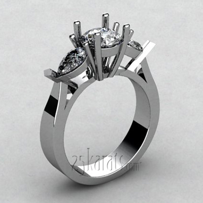 Alternate view of Antique 3-Stone Sapphire and Diamond Engagement Ring
