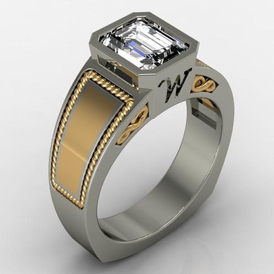 Alternate view of Hand Engraved And Braided Platinum - Yellow Gold Ring
