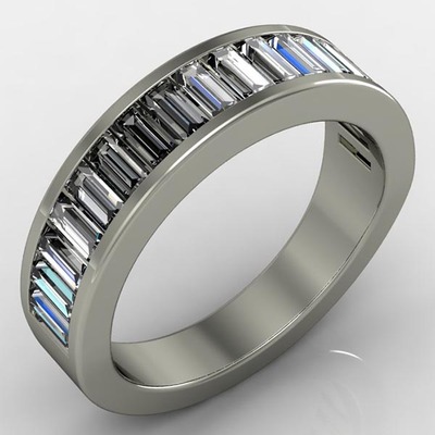 Alternate view of Channel Set Platinum Baguette Wedding Band 