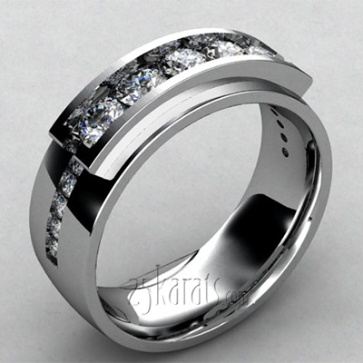 Alternate view of Channel With Wall Diamond Men's Ring