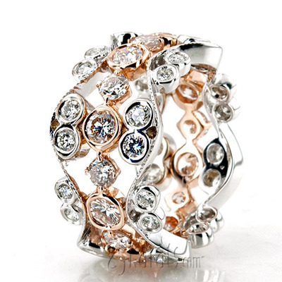 Alternate view of Hand Made 18K Two-Tone Diamond Band