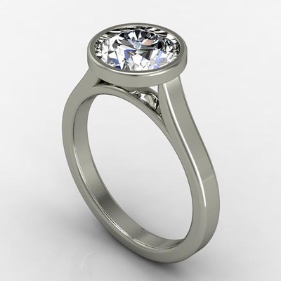 Alternate view of Bezel Set Platinum Solitaire Engagement Ring