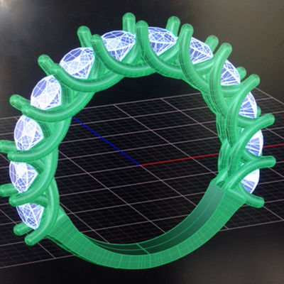Alternate view of 12 Stone Low Trellis Setting Custom Wedding Band