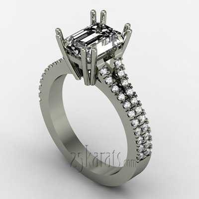 Alternate view of Micro Pave Emerald Cut Engagement Ring