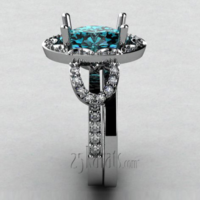 Alternate view of Halo Oval Center Anituque Design Engagement Ring