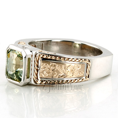 Alternate view of Hand Engraved And Braided Platinum - Yellow Gold Ring