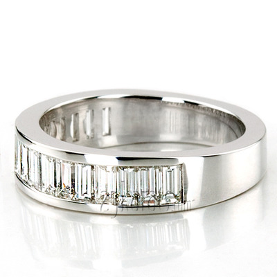 Alternate view of Channel Set Platinum Baguette Wedding Band 