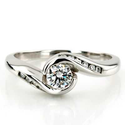 Alternate view of Flush-Fit Palladium Diamond Engagement Set
