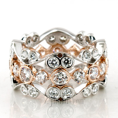 Alternate view of Hand Made 18K Two-Tone Diamond Band