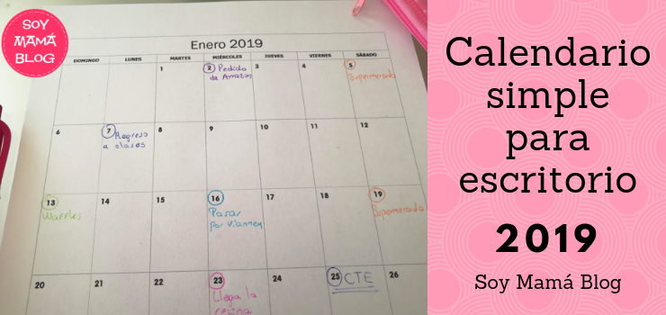 Calendario simple para escritorio 2019