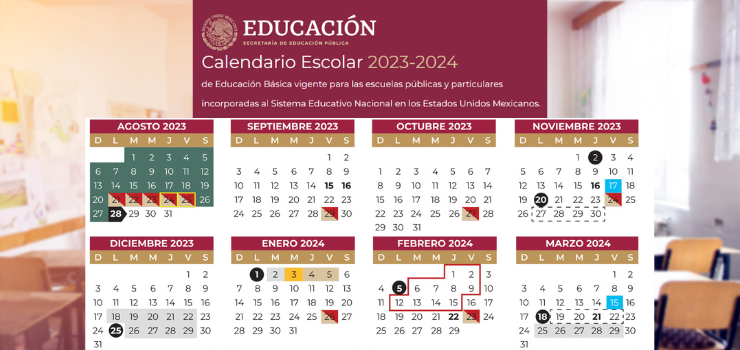Calendario SEP Ciclo escolar 2023-2024