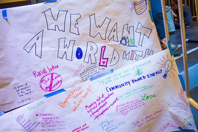 hand-written notes about an ideal world to aspire for