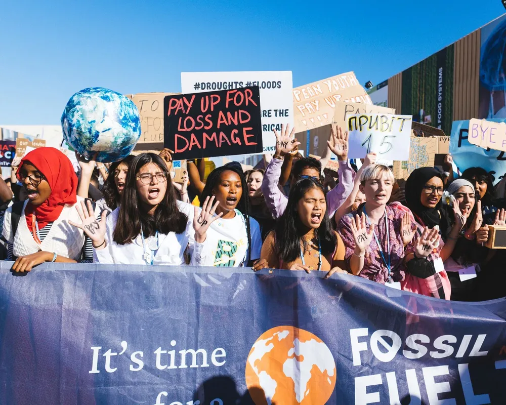 Youth climate activists march at COP27 in Sharm El-Sheikh