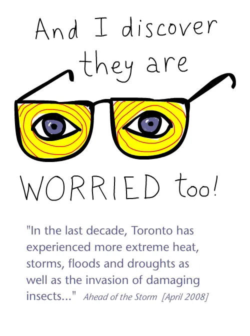 City worries too drawing by Franke James features quote from Toronto's 'Ahead of the Storm brochure