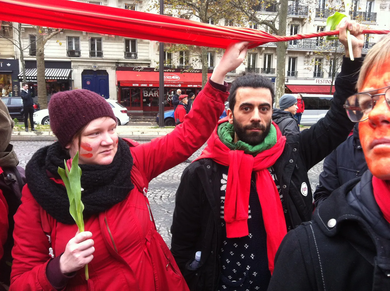 10,000 people drew redlines that must not be crossed for a just and livable planet in Paris, December 2015.