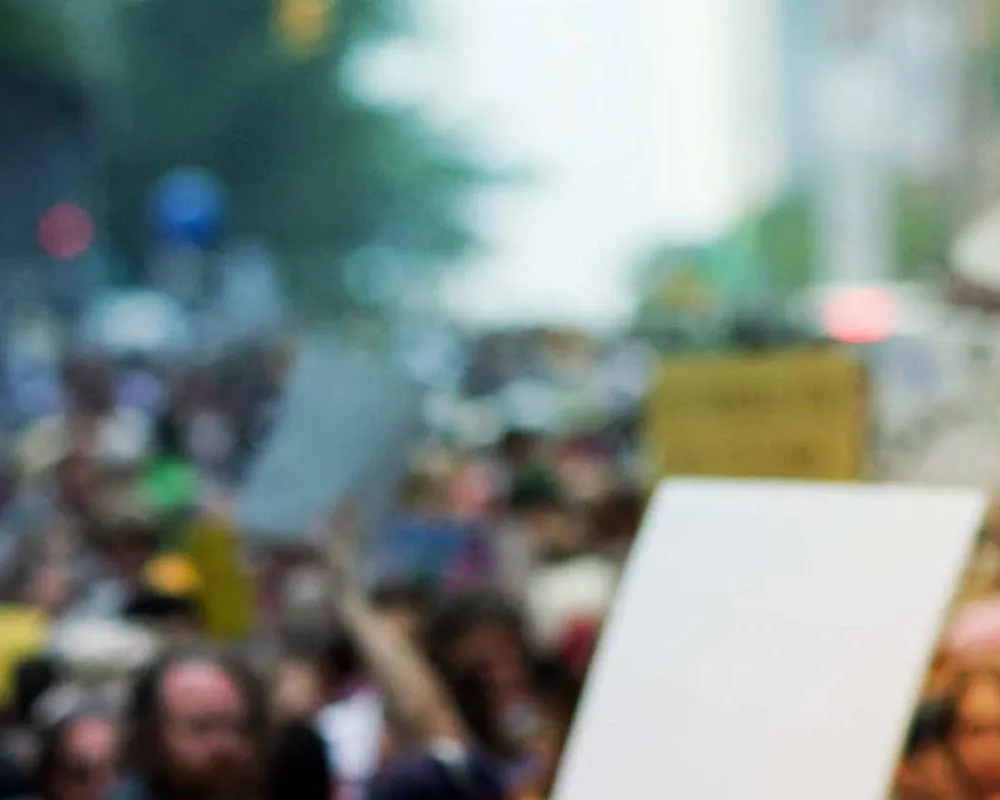 A blurred shot of the People's climate march