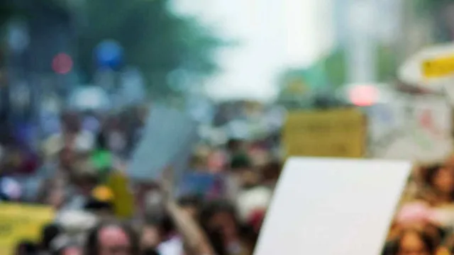 A blurred shot of the People's climate march