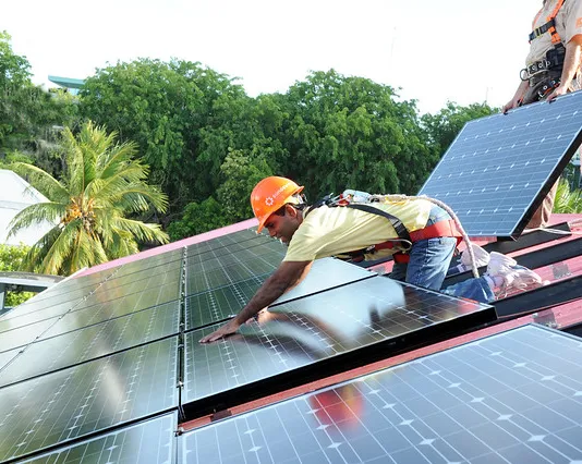 To kick off the Global Work Party, President Mohamed Nasheed of the Maldives installs solar panels donated by Sungevity.  The event came just two days after the Obama Administration's announcement that the White House is going solar. 