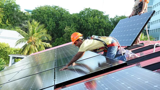 To kick off the Global Work Party, President Mohamed Nasheed of the Maldives installs solar panels donated by Sungevity.  The event came just two days after the Obama Administration's announcement that the White House is going solar. 