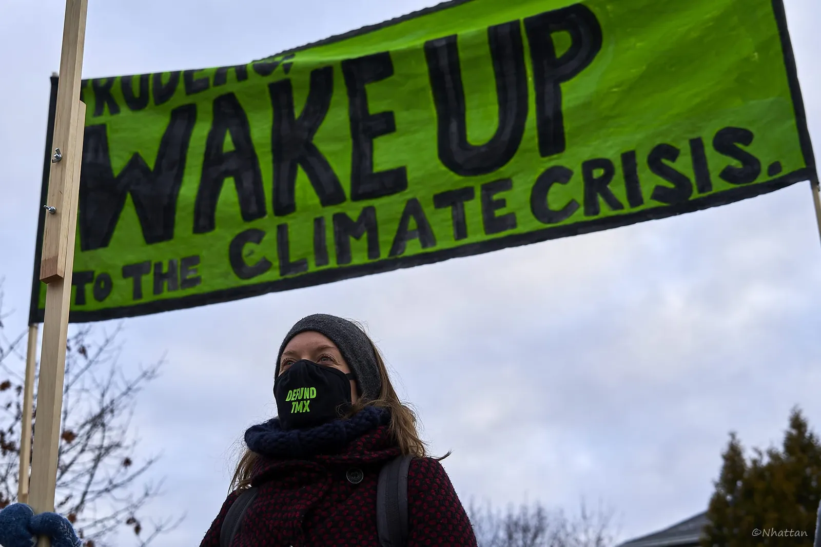 Climate activist outside Trudeau's residence in Ottawa