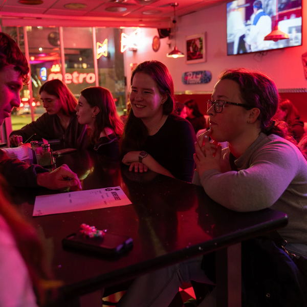 Toxic Trivia Participants Discussing Question