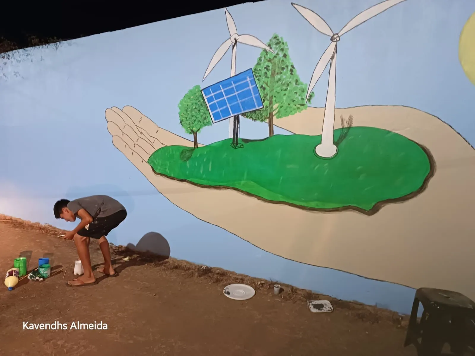 Artist painting for a Power Up