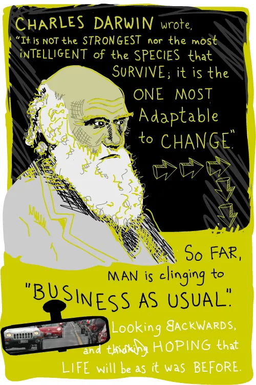 Charles Darwin illustration by Franke James