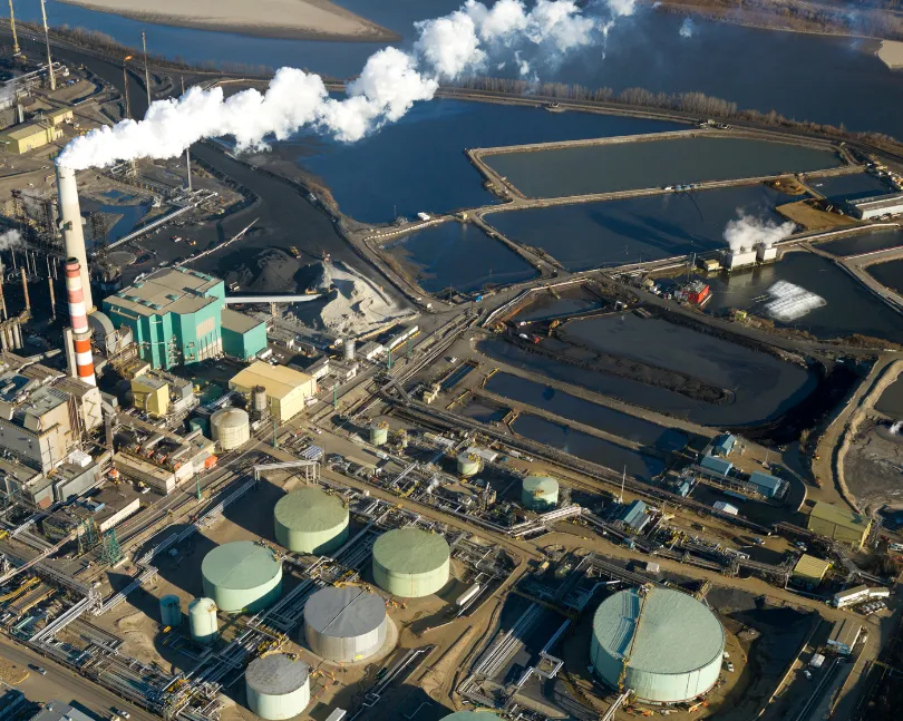 Overhead shot of a tar sands refinery