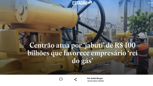 Worker in safety gear inspects yellow industrial gas pipeline equipment at facility, related to R$100 billion fraud case benefiting gas industry businessman.