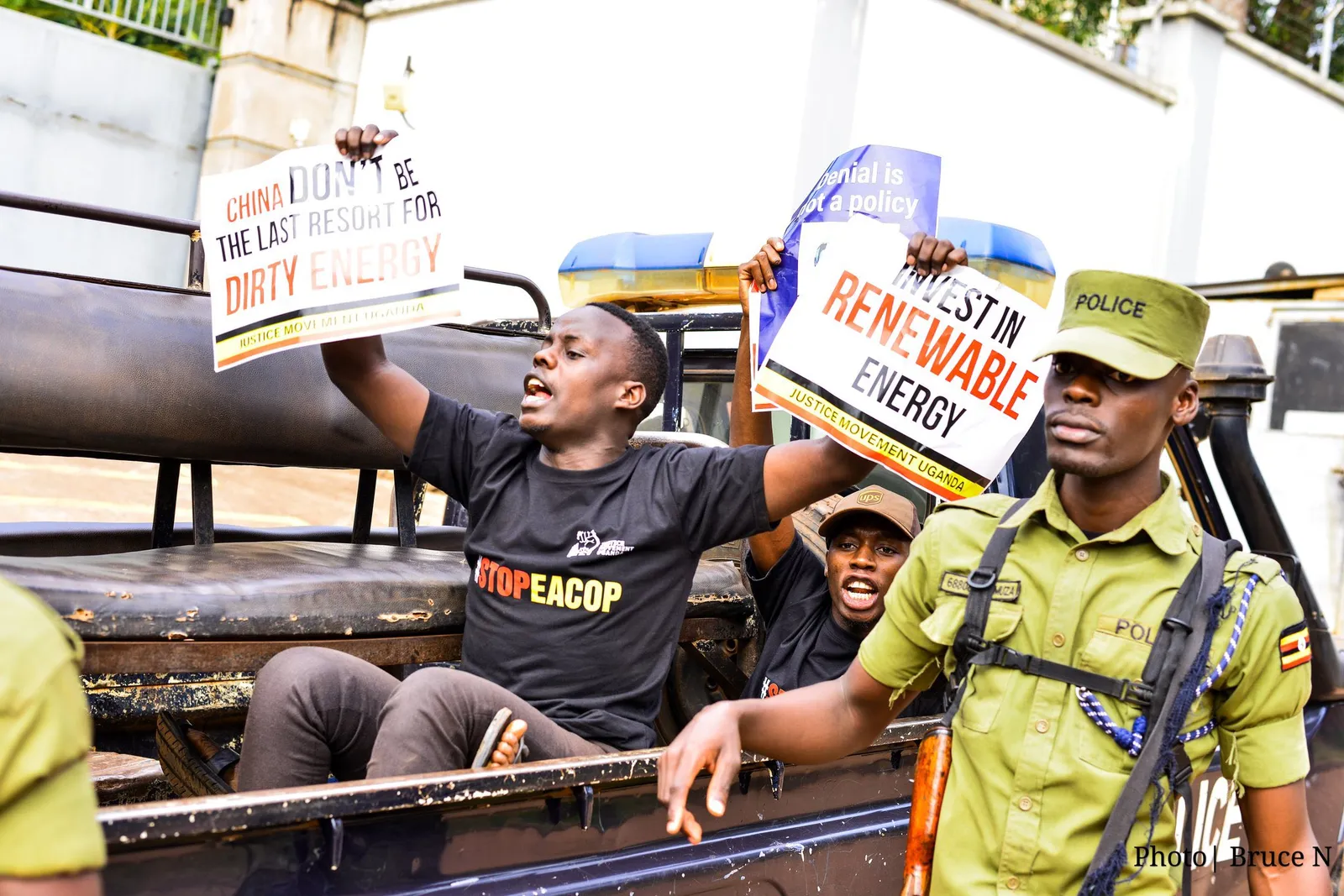 Stop EACOP activists being arrested outside the Chinese Embassy in Kampala, Uganda