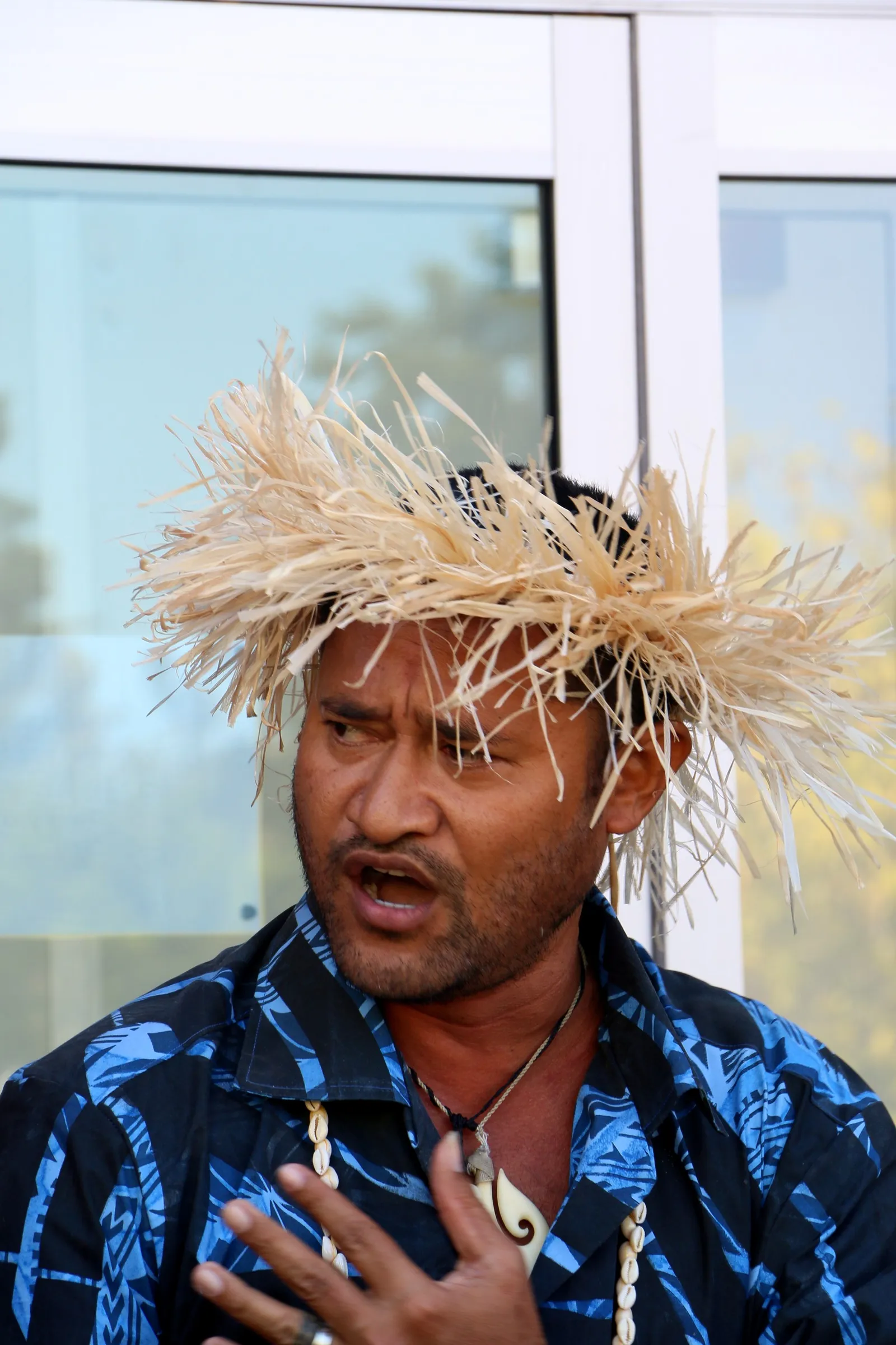 Seia Mikaele Maiava speaking at the Climate Warriors welcome in Sydney