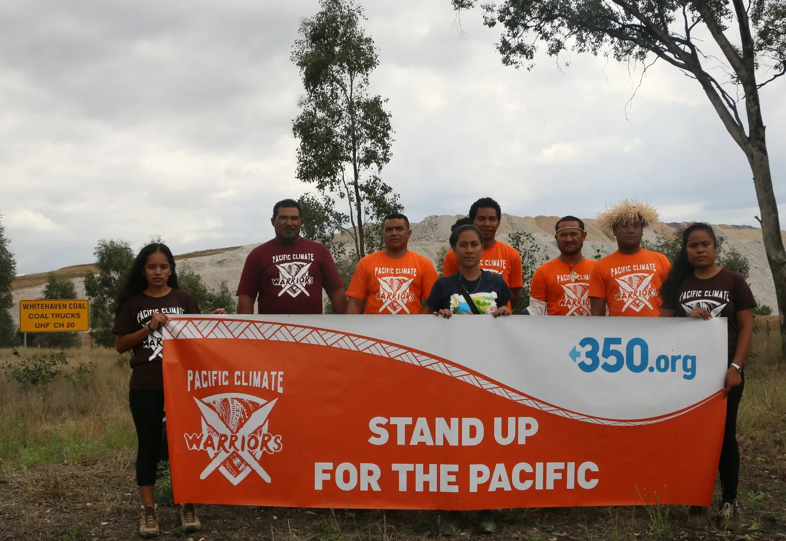 Climate Warriors  from atoll islands in front of Whitehaven Coal's pits that are destroying their homes