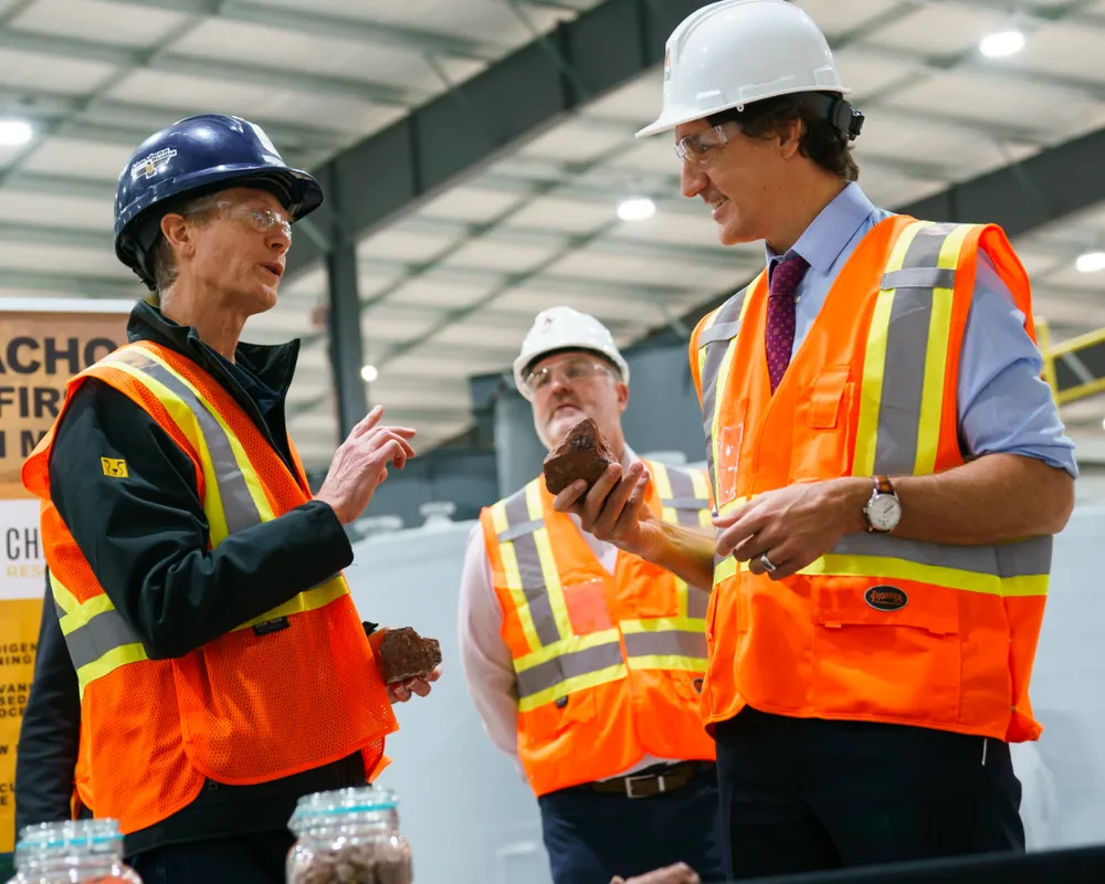 Prime Minister Trudeau touring the Vital Metals processing plant