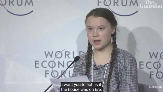 Greta Thunberg: "I want you to act as if the house was on fire". Photo by the Guardian.