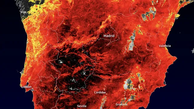 heat map showing extreme heatwaves in europe