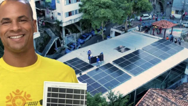 Dinei Medina, President of the Percília e Lúcio Cooperative, was born in the Chapeu Mangueira favela and has been advocating for solar energy solutions in favela communities.
