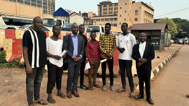Two Ugandan Stop EACOP activists released on 14th August, with their lawyers and supporters.