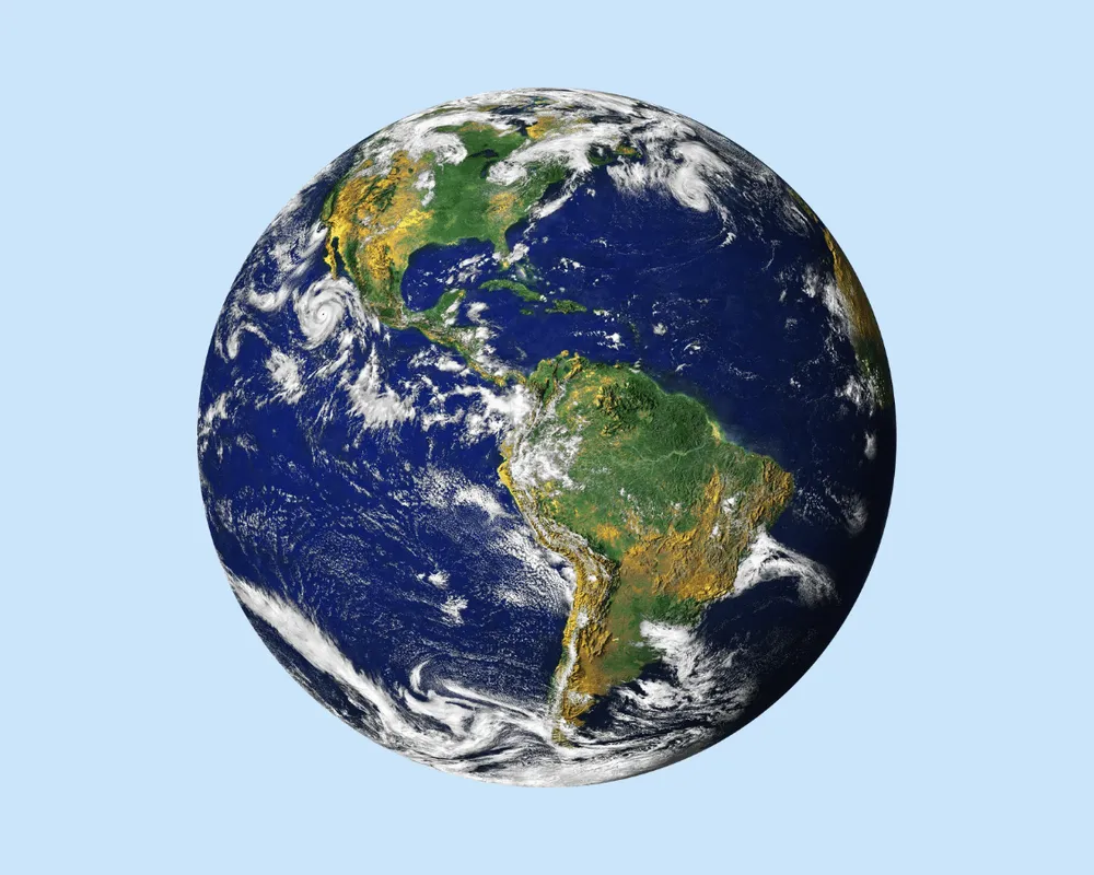Picture of earth on blue background
