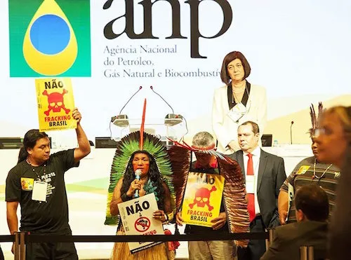 Activists in Brazil interrupt a fracking auction