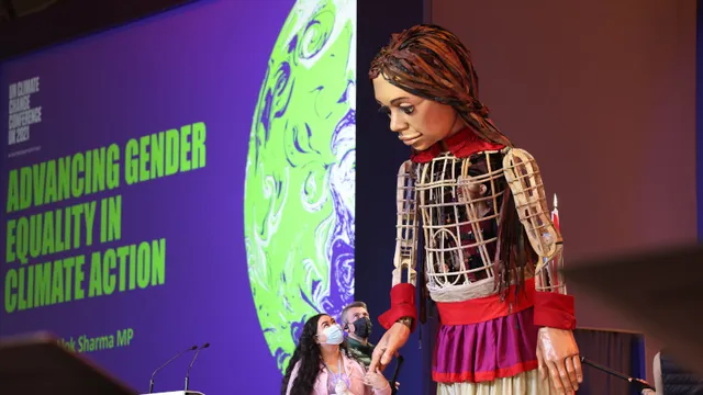 Brianna Fruean and Little Amal open Gender Day at COP26, Glasgow, UK – November 2021