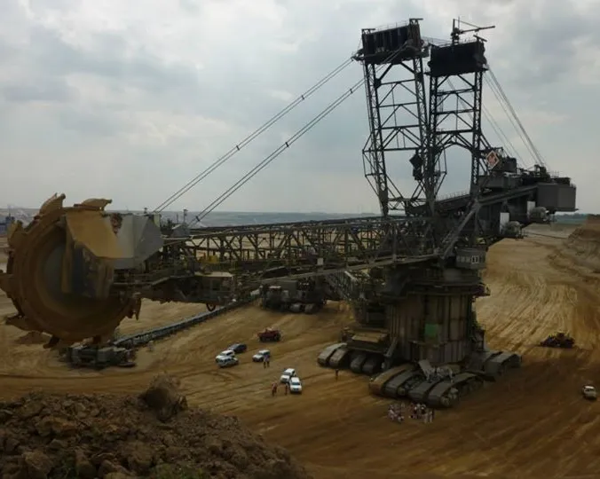 Lignite coal mining machinery destroys everything in its wake