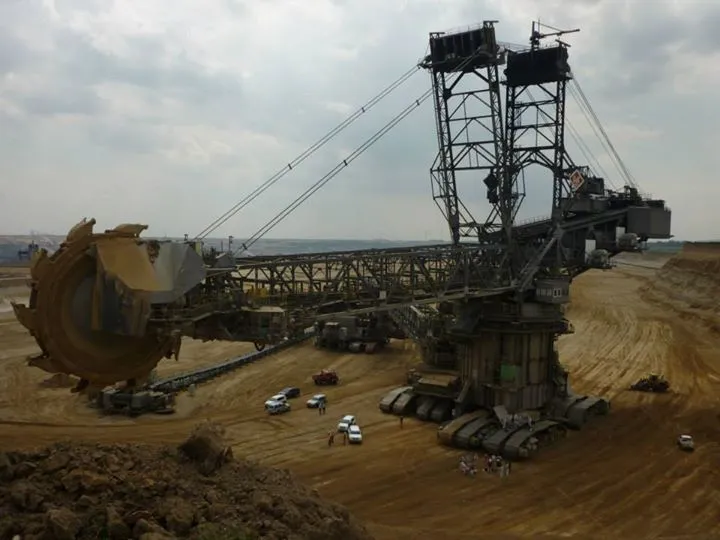 Lignite coal mining machinery destroys everything in its wake