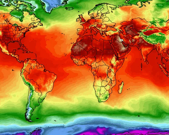 heat map of the world on 19 july 2022