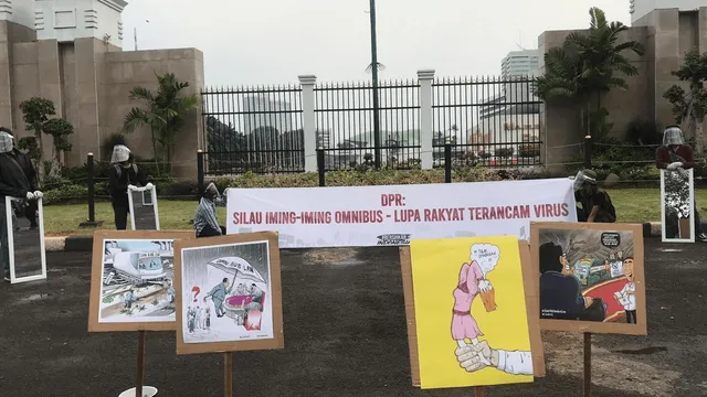 Action in Jakarta opposing the Omnibus Bill on job creation