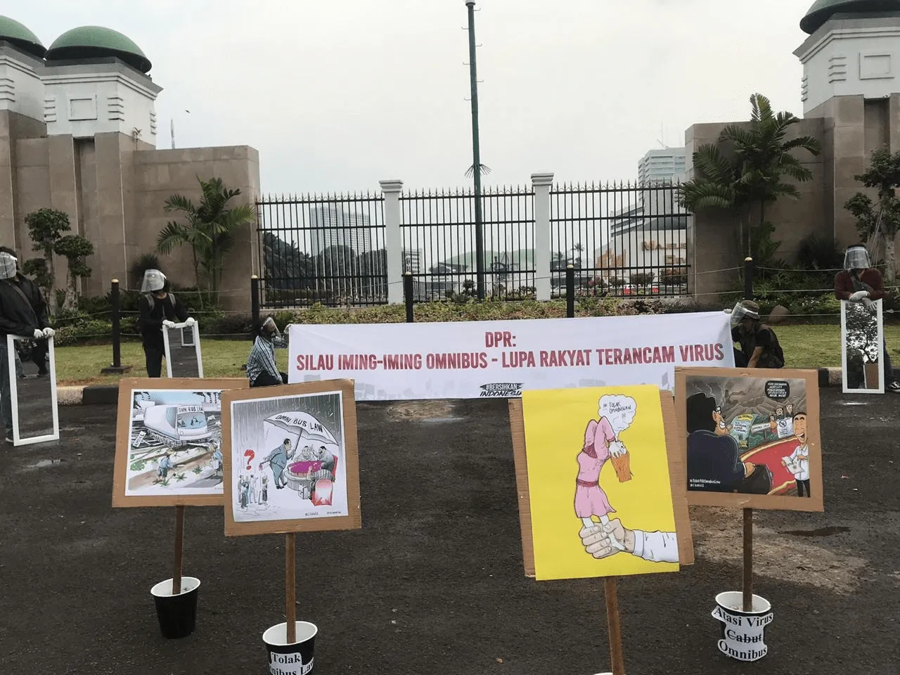 Action in Jakarta opposing the Omnibus Bill on job creation