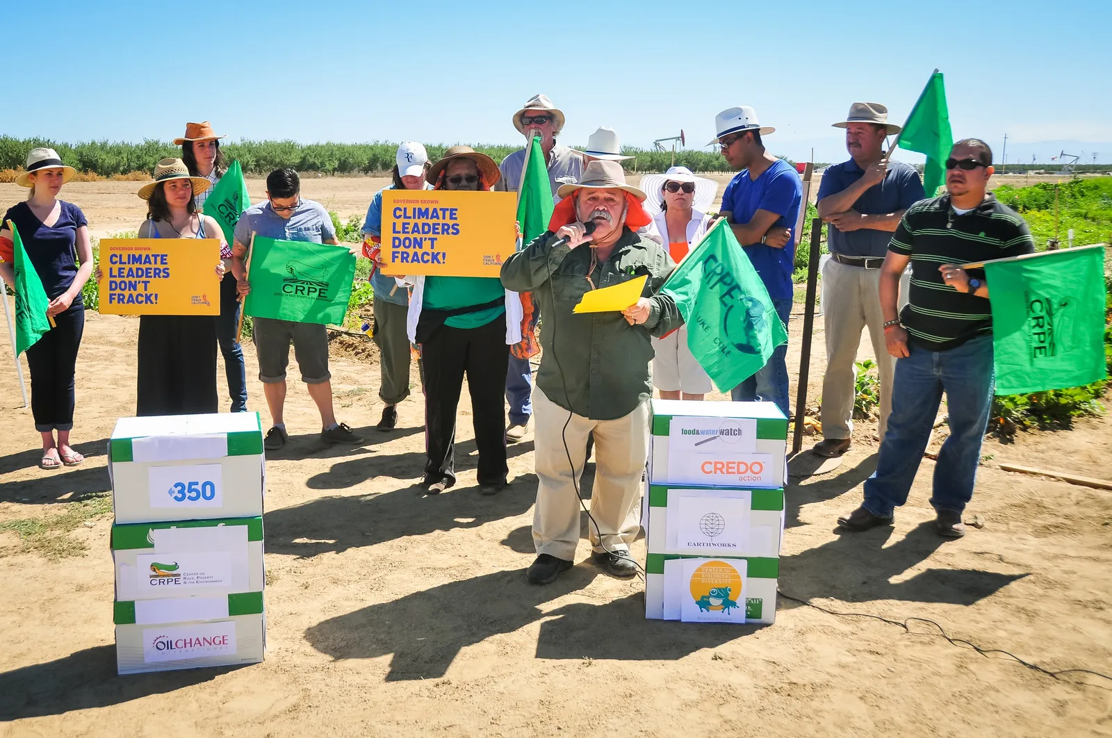 Lupe Martinez speaks to the press on Saturday, June 14th, 2014 in Kern County about the impacts of fracking.  
