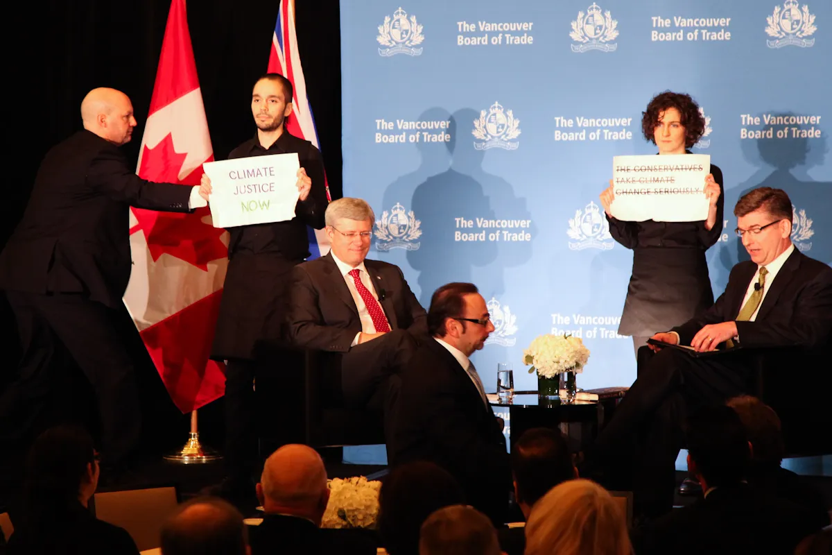 Harper receiving (and ignoring) another message about climate action. 