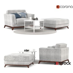 Lexicanton Gray Armchair Pouf