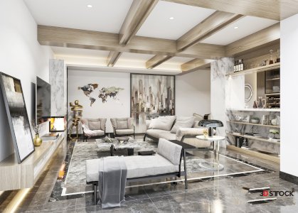 wooden mix interior 3d model